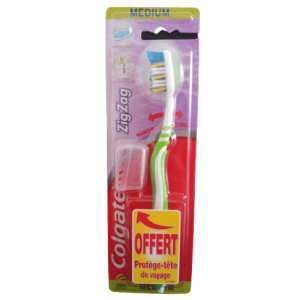 Colgate Brosse à dents ZigZag Medium+Protège Tête