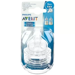 Philips AVENT Lot 2 tétines classic+anti-coliques 3mois débit moyen