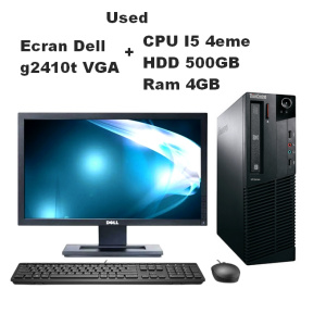 Pack PC Bureau Lenovo ThinkCentre Série M + Écran Dell 24” G2410t (Occasion)