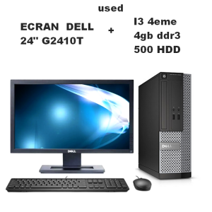 Pack PC DELL OptiPlex 3020 + Écran G2410T 24" – Occasion